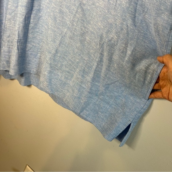 Lands’ End Women's Notch Neck Linen Viscose Tunic Pocket Beachy Boho Sz XXL Blue - Picture 10 of 14